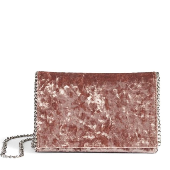 pink velvet clutch